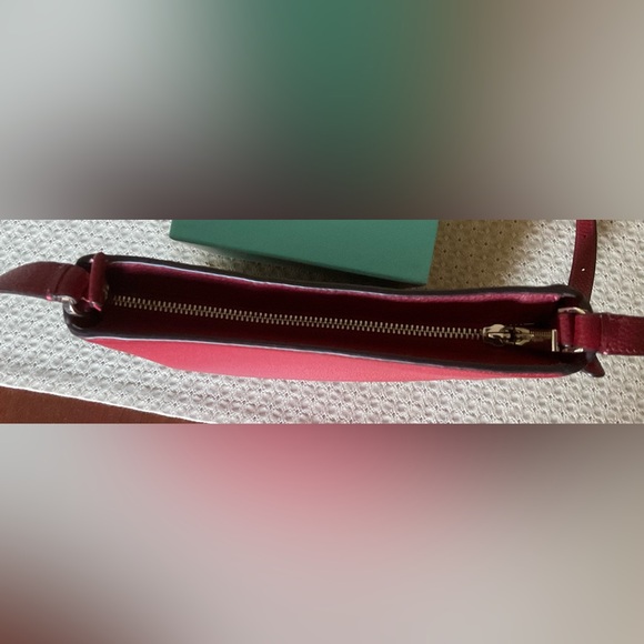 Kate Spade Lelia Top Zip Crossbody Pebbled Red Leather Purse - Picture 10 of 11